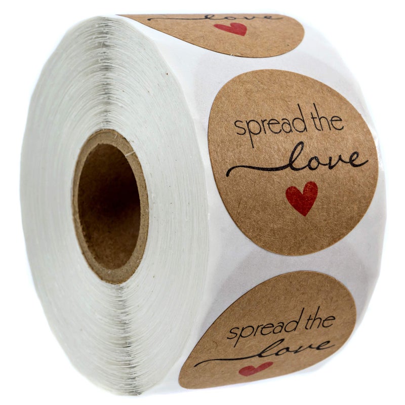 SBlabels Spread The Love Stickers / 500 Canning Labels/Wedding Favor Homemade Jam Jelly Stickers / 1.5" Brown Kraft Small Business Label/Made in The USA - Image 1